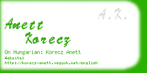 anett korecz business card